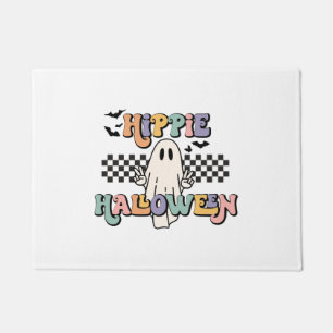 Groovy Retro Hippie Halloween Ghost Doormat