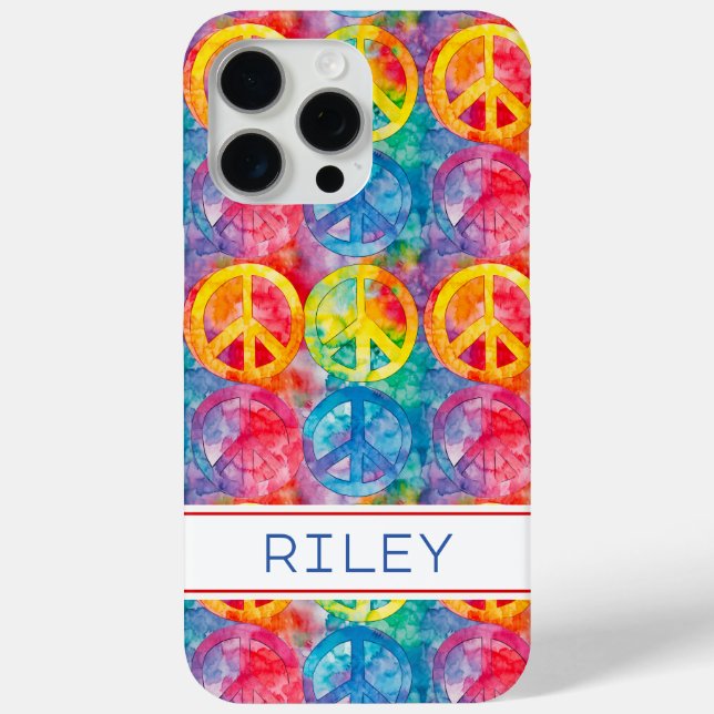 Groovy Retro Hippie Peace Sign Personalized Case-Mate iPhone Case (Back)