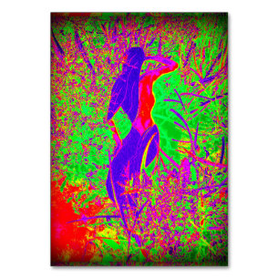 groovy retro hippie style purple mermaid table number