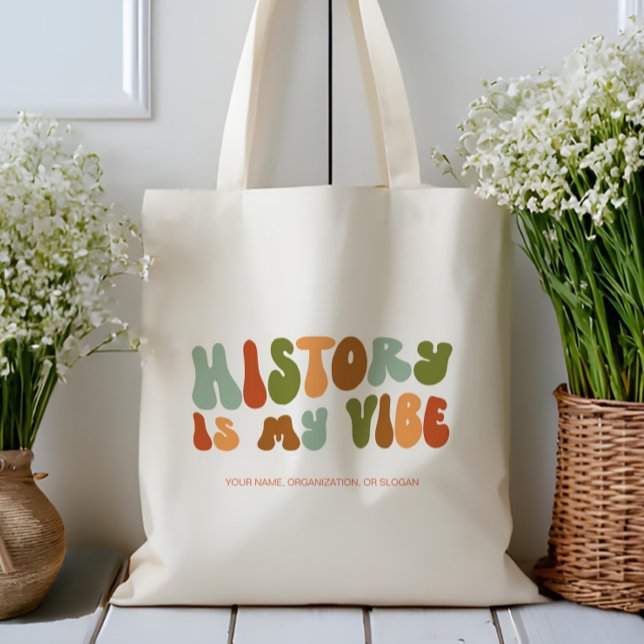 Groovy Retro History is My Vibe, Historian Tote Bag (Creator Uploaded)