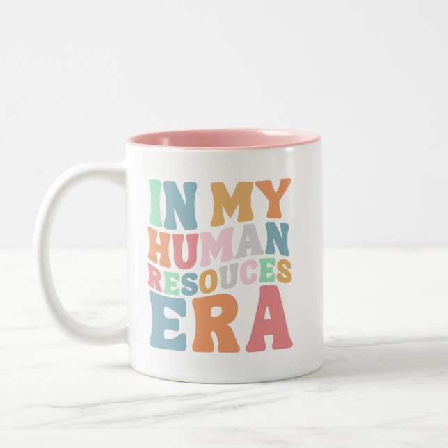 Groovy Retro Human Resources Era Professional Gift Two-Tone Coffee Mug (Left)