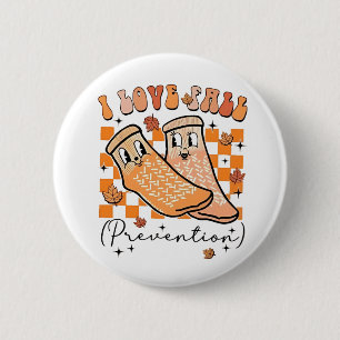 Groovy Retro I Love Fall Prevention Funny 2 Inch Round Button