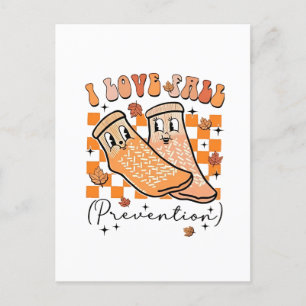 Groovy Retro I Love Fall Prevention Funny  Invitation Postcard