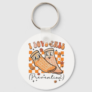 Groovy Retro I Love Fall Prevention Funny Keychain