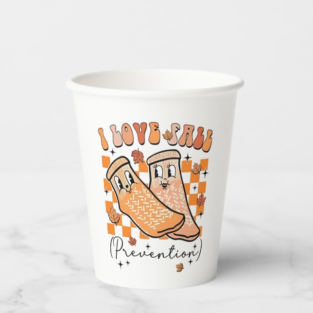Groovy Retro I Love Fall Prevention Funny  Paper Cups (Front)