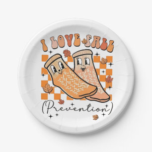 Groovy Retro I Love Fall Prevention Funny Paper Plate
