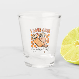 Groovy Retro I Love Fall Prevention Funny  Shot Glass