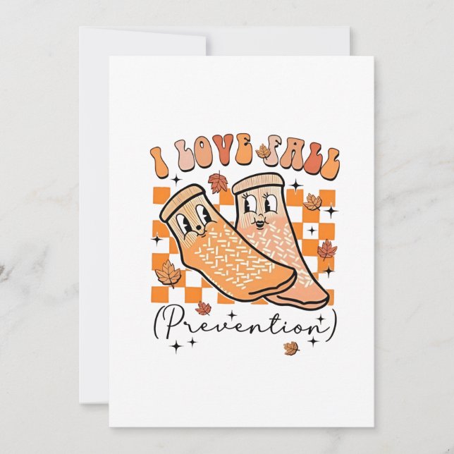 Groovy Retro I Love Fall Prevention Funny  Thank You Card (Front)
