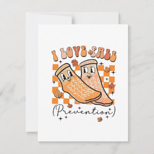 Groovy Retro I Love Fall Prevention Funny  Thank You Card