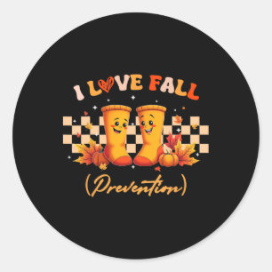 Groovy Retro I Love Fall (prevention) Safety Nurse Classic Round Sticker