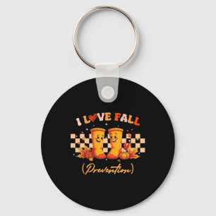 Groovy Retro I Love Fall (prevention) Safety Nurse Keychain