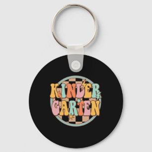 Groovy Retro Kindergarten Back To School Teacher K Keychain