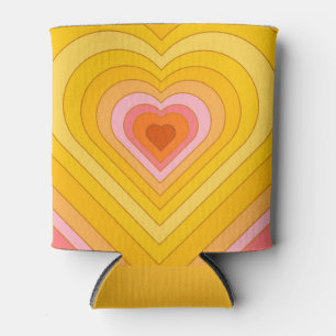 Groovy Retro Layered Heart   Can Cooler