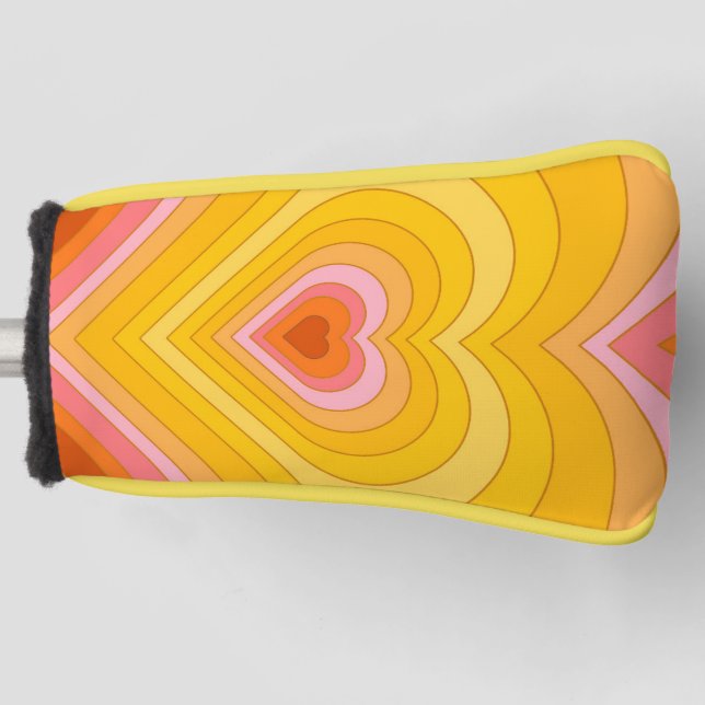 Groovy Retro Layered Heart   Golf Head Cover (Front)