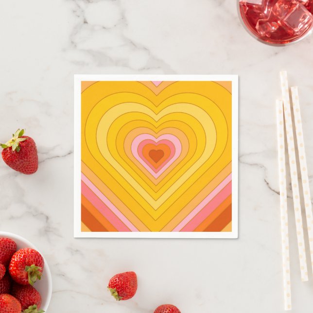 Groovy Retro Layered Heart   Napkin (Insitu)