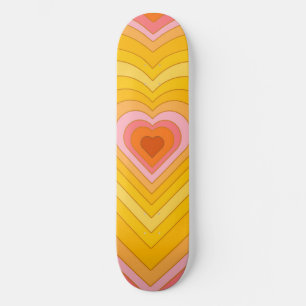 Groovy Retro Layered Heart    Skateboard