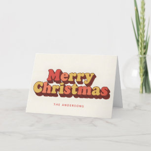 Groovy Retro Layers Script Merry Christmas Holiday Card