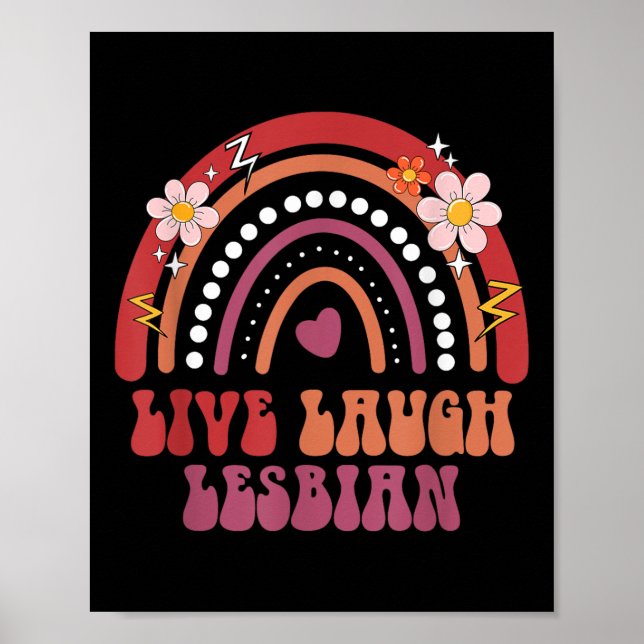 Groovy Retro Live Laugh Lesbian Pride Lgbtq+ Pride Poster (Front)