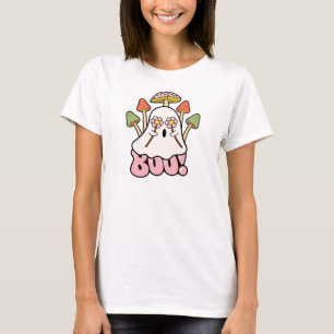 Groovy Retro Mashrooms Halloween Boo Ghost Cute  T-Shirt