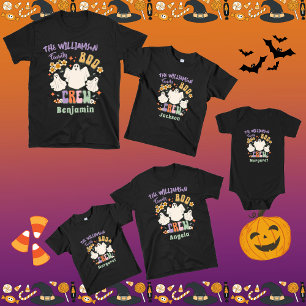 Groovy Retro Matching Family Name Halloween Ghost Baby T-Shirt