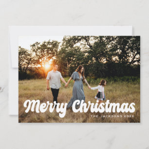 Groovy Retro Merry Christmas Design Holiday Card