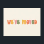 Groovy Retro Minimalist Moved New Home Address Postcard<br><div class="desc">Modern We've Moved New Home Moving Announcement Postcard in Retro Green,  Orange,  and Pink</div>
