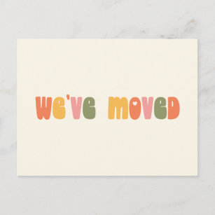 Groovy Retro Minimalist Moved New Home Address Postcard
