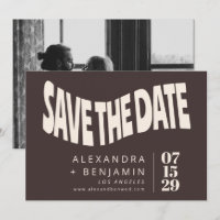 Groovy Retro Mod Brown Unique Wedding Photo