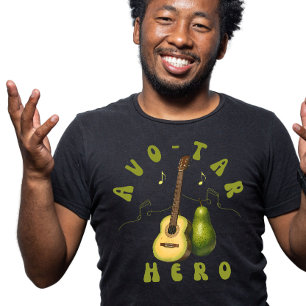 Groovy Retro Music Lover Avocado Fruit AI Art  T-Shirt