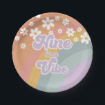 Groovy Retro Nine is a Vibe Rainbow Paper Plate<br><div class="desc">Groovy Retro Rainbow. 

 Nine is a Vibe birthday plates with daisies.</div>