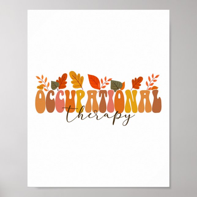 Groovy Retro Occupational Therapy Vintage Fall Lea Poster (Front)