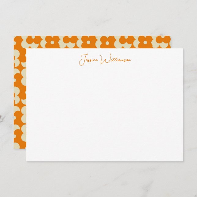 Groovy Retro Orange Flower Personalized Name Card (Front/Back)