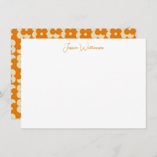 Groovy Retro Orange Flower Personalized Name Card