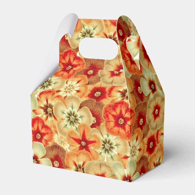 Groovy Retro Orange Hippie Flowers Pattern Favor Box (Front Side)