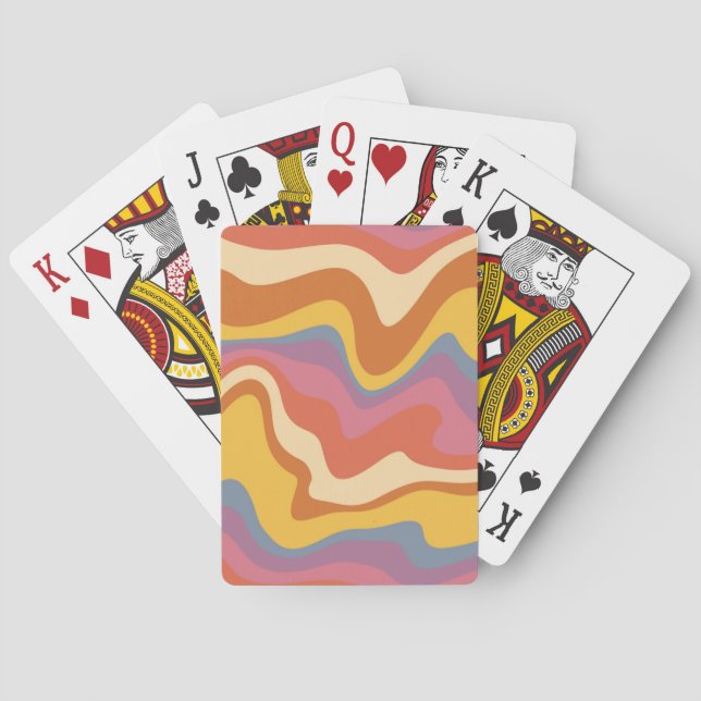 Groovy Retro Pattern Playing Cards (Back)