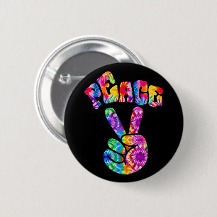 Groovy Retro Peace Hand  2 Inch Round Button