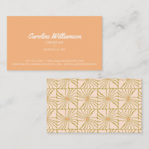 Groovy Retro Peach Pastel Botanical Trendy Business Card
