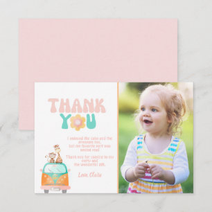 Groovy Retro Personalized photo Flat Thank You Card
