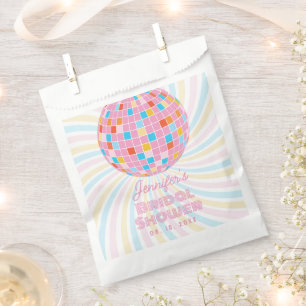 Groovy Retro Pink Disco Ball 70s 80s Bridal Shower Favour Bag
