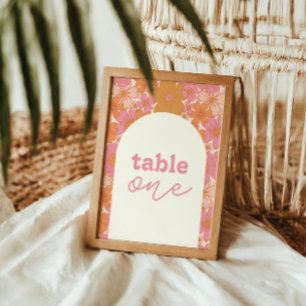 Groovy Retro Pink Floral Arch   Table Number 