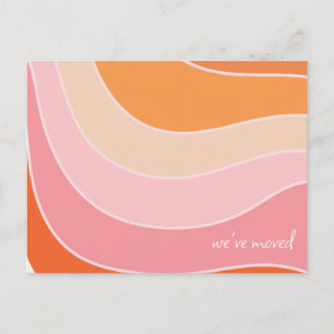 Groovy Retro Pink Orange Moved New Home Address Postcard