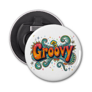 Groovy Retro Psychedelic 70s Funky Hippie Art Bottle Opener
