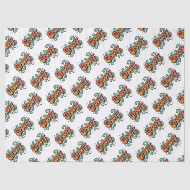 Groovy Retro Psychedelic 70s Funky Hippie Art Tissue Paper (Front)