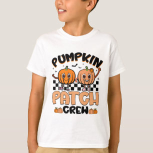 Groovy Retro Pumpkin Patch Crew Squad Thanksgiving T-Shirt