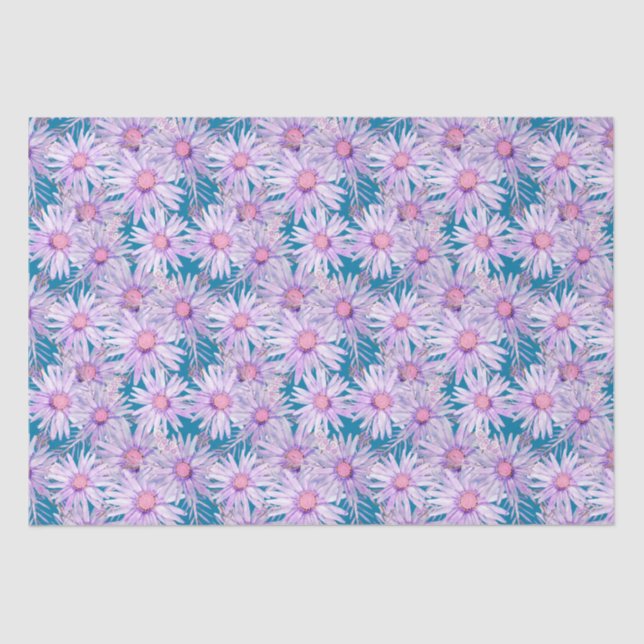 Groovy Retro Purple Daisy Pattern Tissue Paper (Front)