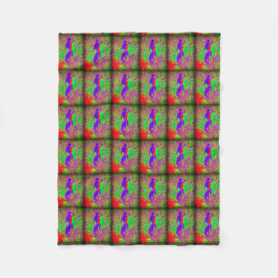 groovy retro purple hippie mermaid fleece blanket