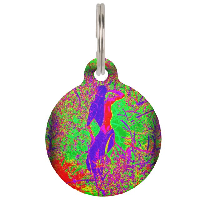 groovy retro purple hippie mermaid pet tag (Front)