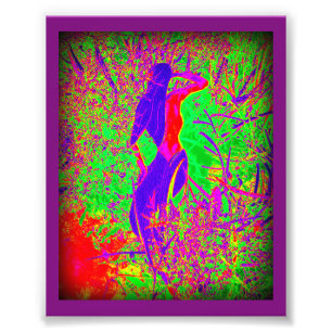 groovy retro purple hippie mermaid photo print