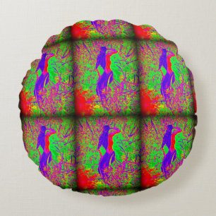 groovy retro purple hippie mermaid round pillow