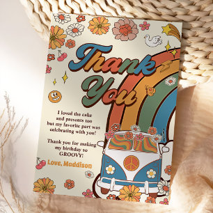 Groovy Retro Rainbow Birthday Thank You Card